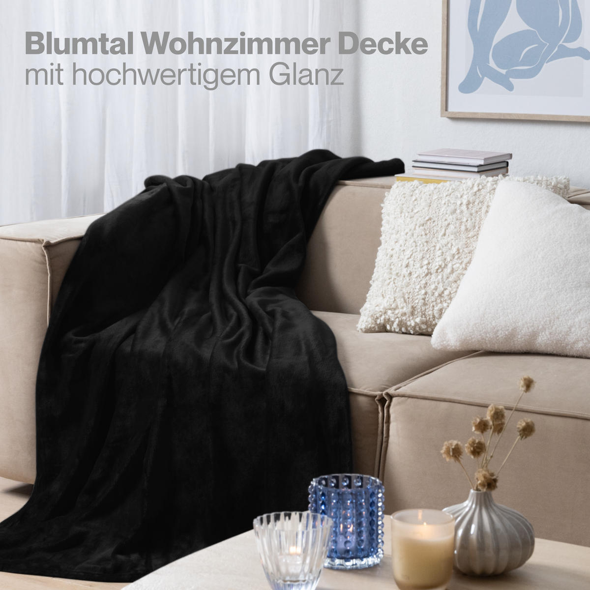 KUSCHELDECKE Anton 130/150 cm, Schwarz - Schwarz, Textil (130/150cm) - Blumtal
