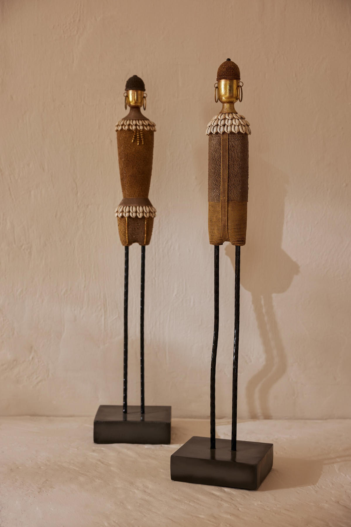 FIGUR AFRIKANISCHE (2ER SET) - Multicolor, Glas/Naturmaterialien (13/70.5/15cm) - J-Line