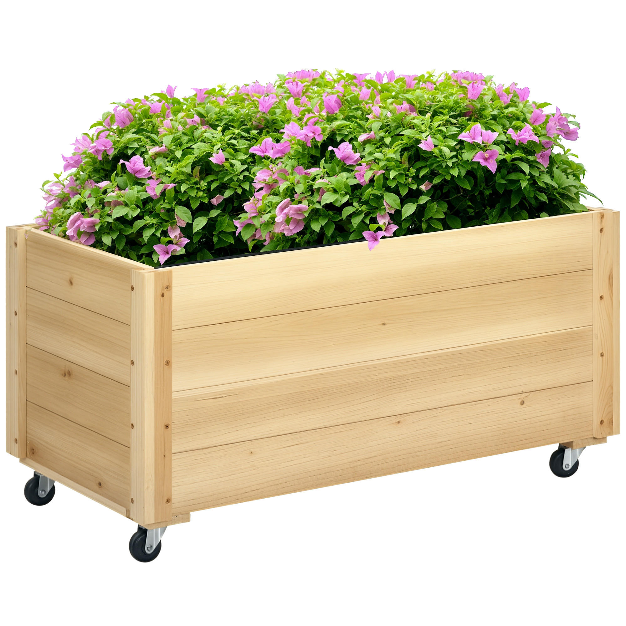 HOCHBEET auf Rollen DE-12132 89/48/47 cm mit Ablaufloch Natur - Naturfarben, Holz (89/47/48cm) - ComfortXL
