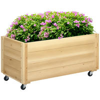 HOCHBEET auf Rollen DE-12132 89/48/47 cm mit Ablaufloch Natur - Naturfarben, Holz (89/47/48cm) - ComfortXL