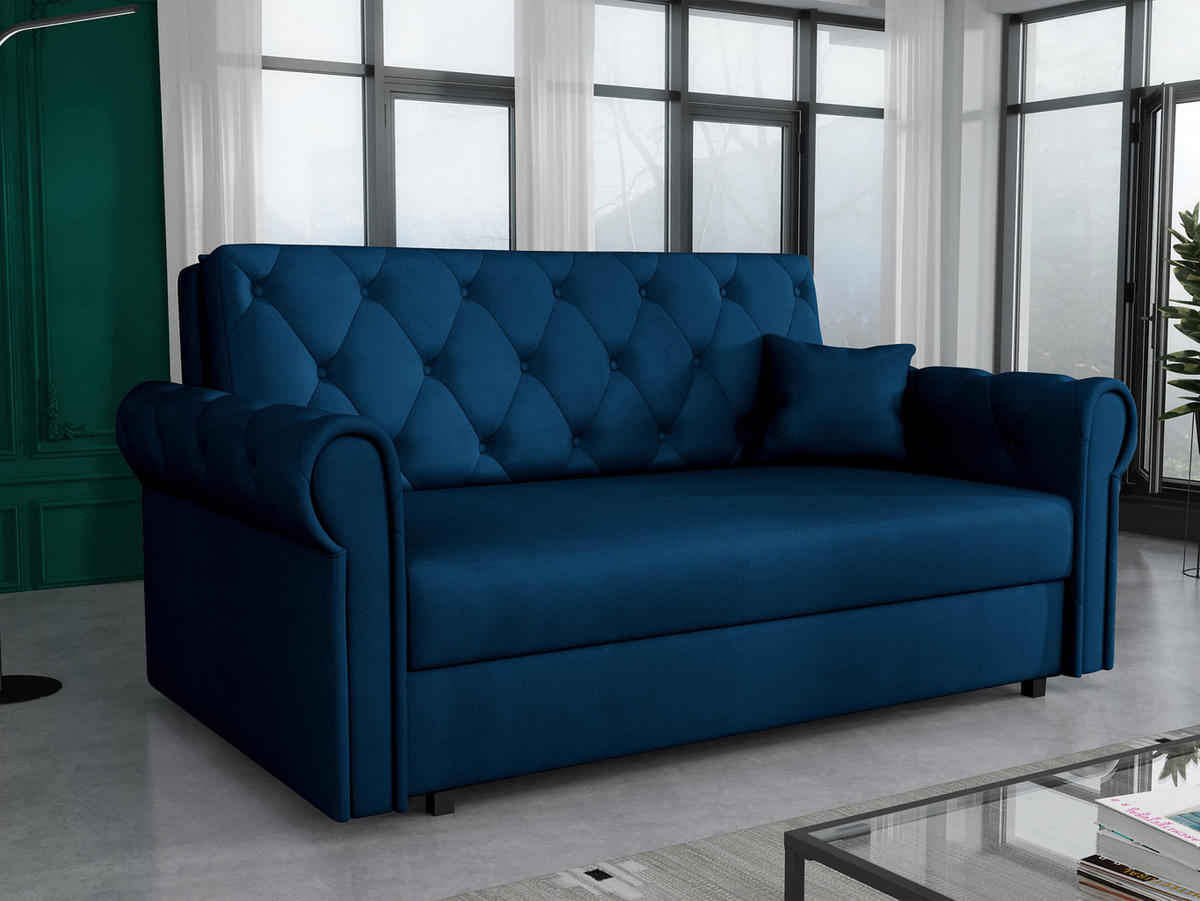 SCHLAFSOFA Viva Roma III - Blau/Schwarz, Holz/Textil (168/85/98cm) - MIRJAN24