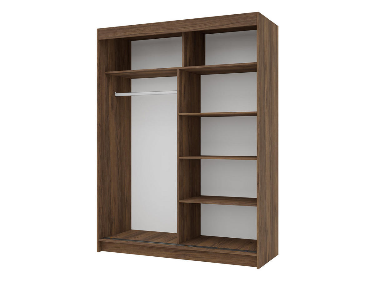 SCHIEBETÜRENSCHRANK Infinity III 150 - Nussbaumfarben/Schwarz, Holzwerkstoff/Kunststoff (150/200/58cm) - MIRJAN24