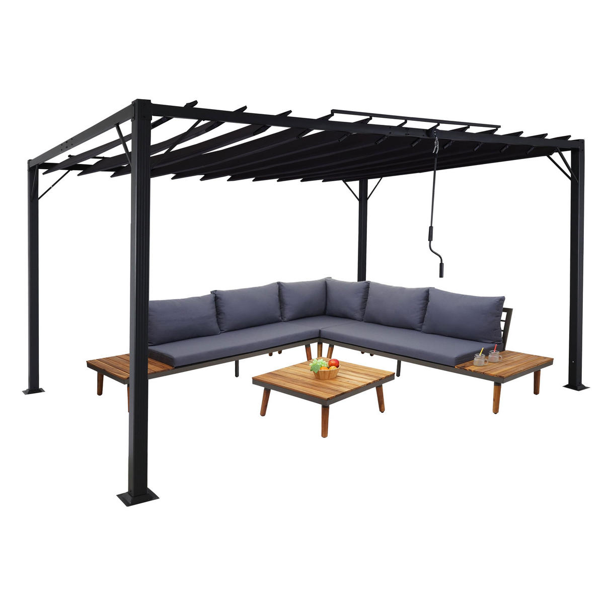PERGOLA 213x400x300cm Anthrazit - Anthrazit, Metall (400/213/300cm) - BERLINLODGE