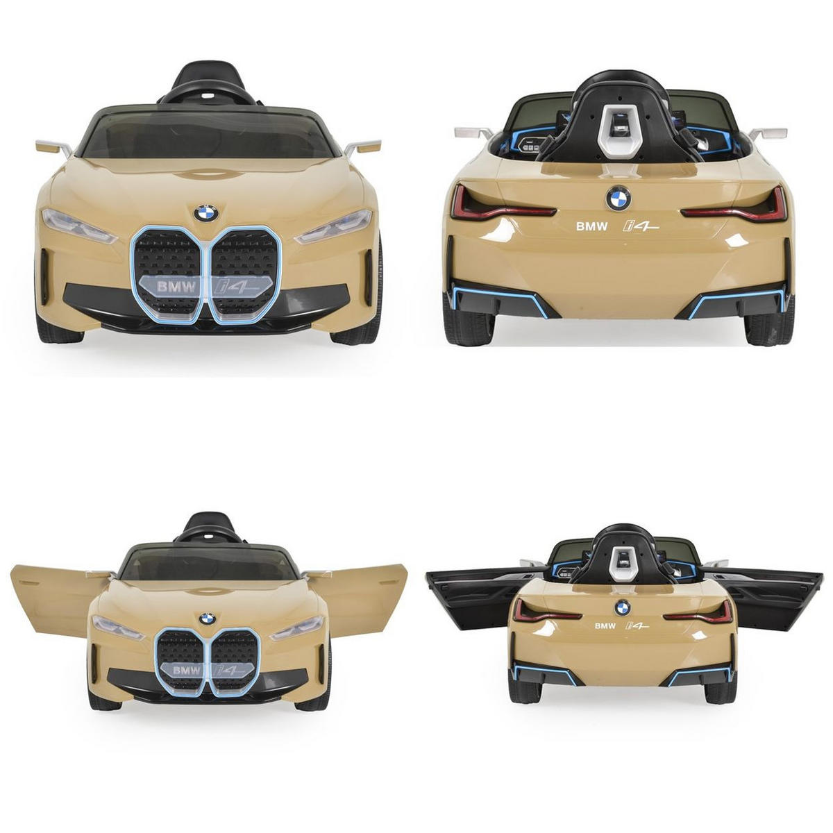 ELEKTROAUTO BMW i4 MP3 gold EVA-Reifen Fernbedienung Lichter bis 30 kg - Goldfarben, Kunststoff (115/67/45cm) - Moni