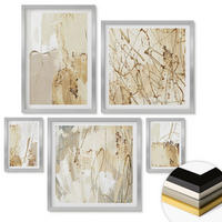 WANDBILDER 5er Set - 50x50 cm & 20x30 cm & 40x60 cm Silberner Rahmen - Retro-Blumenmuster aus verschiedenen Städten - Silberfarben, Kunststoff (40/60cm) - ArtPrintCave