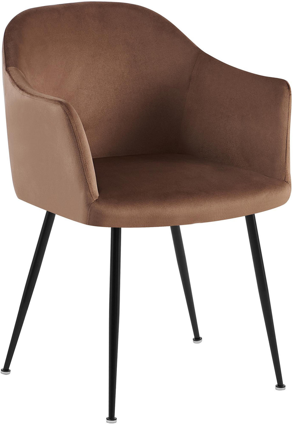 ARMLEHNENSTUHL Samt Braun - Schwarz/Braun, Textil/Metall (57/80/58cm) - CLP