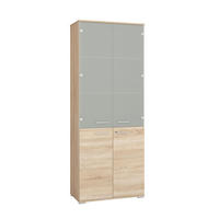 AKTENSCHRANK Optimal Sonoma Eiche hell / Grauglas 79 / 41 / 204cm - Braun/Grau, Holz/Holzwerkstoff (79/204/41cm) - Feldmann-Wohnen