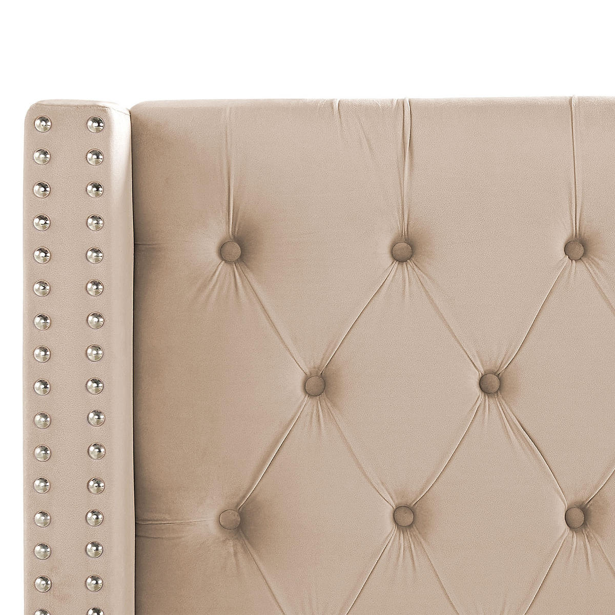 KLÄDD SÄNG med ribbotten 140x200 cm beige Lubbon - Beige, Textil (140/200cm) - Beliani