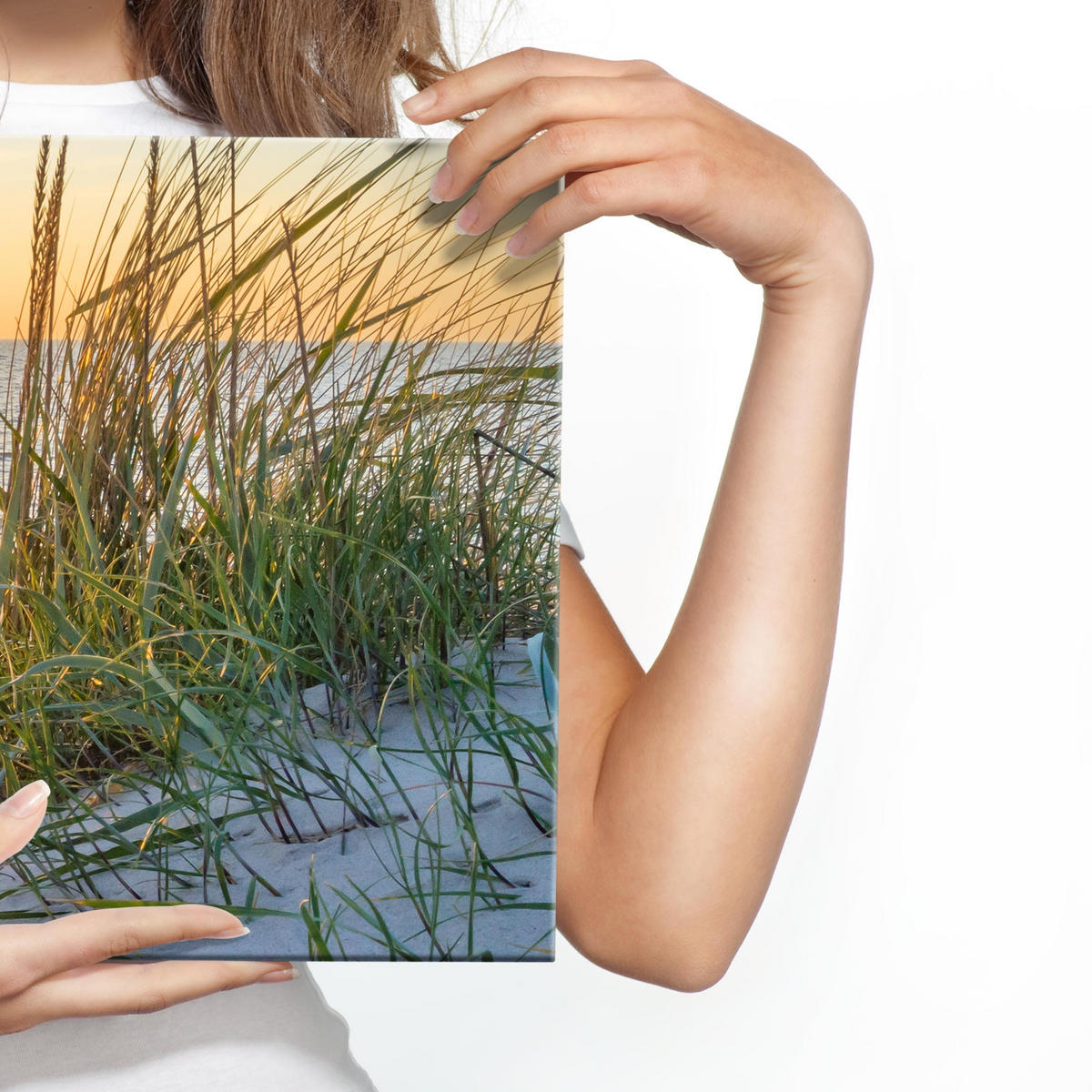 PANORAMABILD Strand Meer Landschaft 3D 145x45cm - Beige/Gelb, Textil (145/45cm) - Muralo