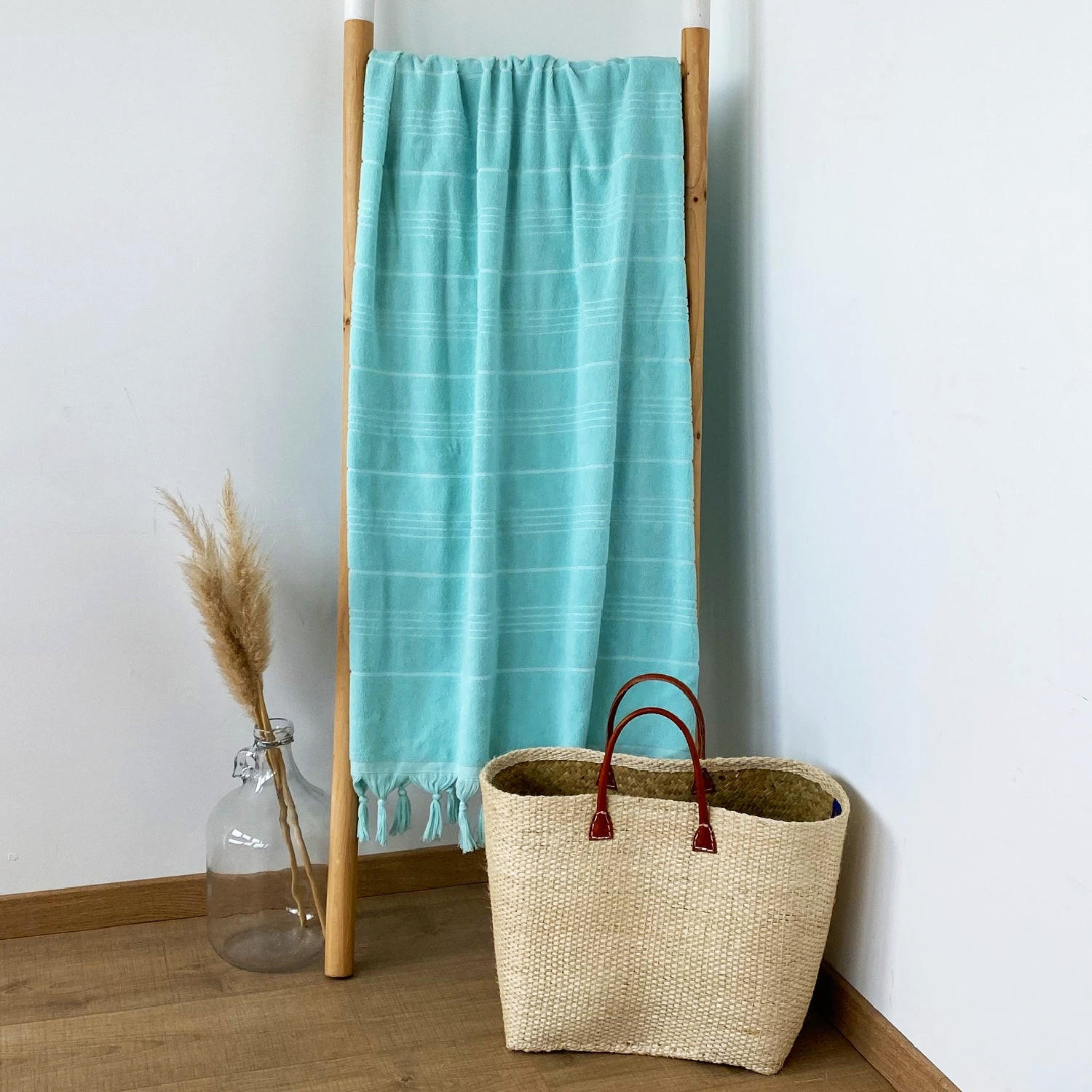 HAMAMTUCH Frottee Hammam Aqua 90x160 330g/m² - Blau, Textil (90/160cm) - LE COMPTOIR DE LA PLAGE