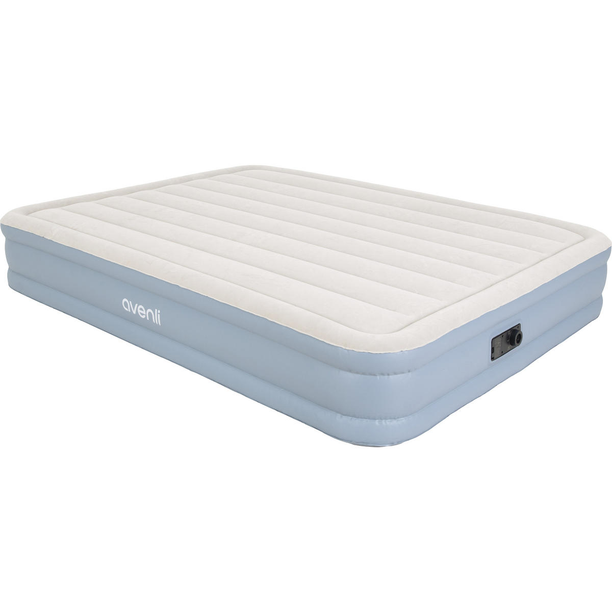 LUFTBETT Luftmatratze selbstaufblasend 203 x 152 x 33 cm mit integrierter Pumpe - Grau/Hellblau, Kunststoff (152/203cm) - Avenli