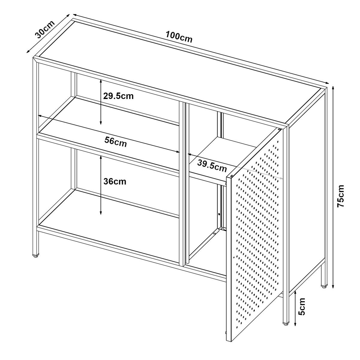 SIDEBOARD Viitasaari - Schwarz, Metall (100/75/30cm) - [en.casa]