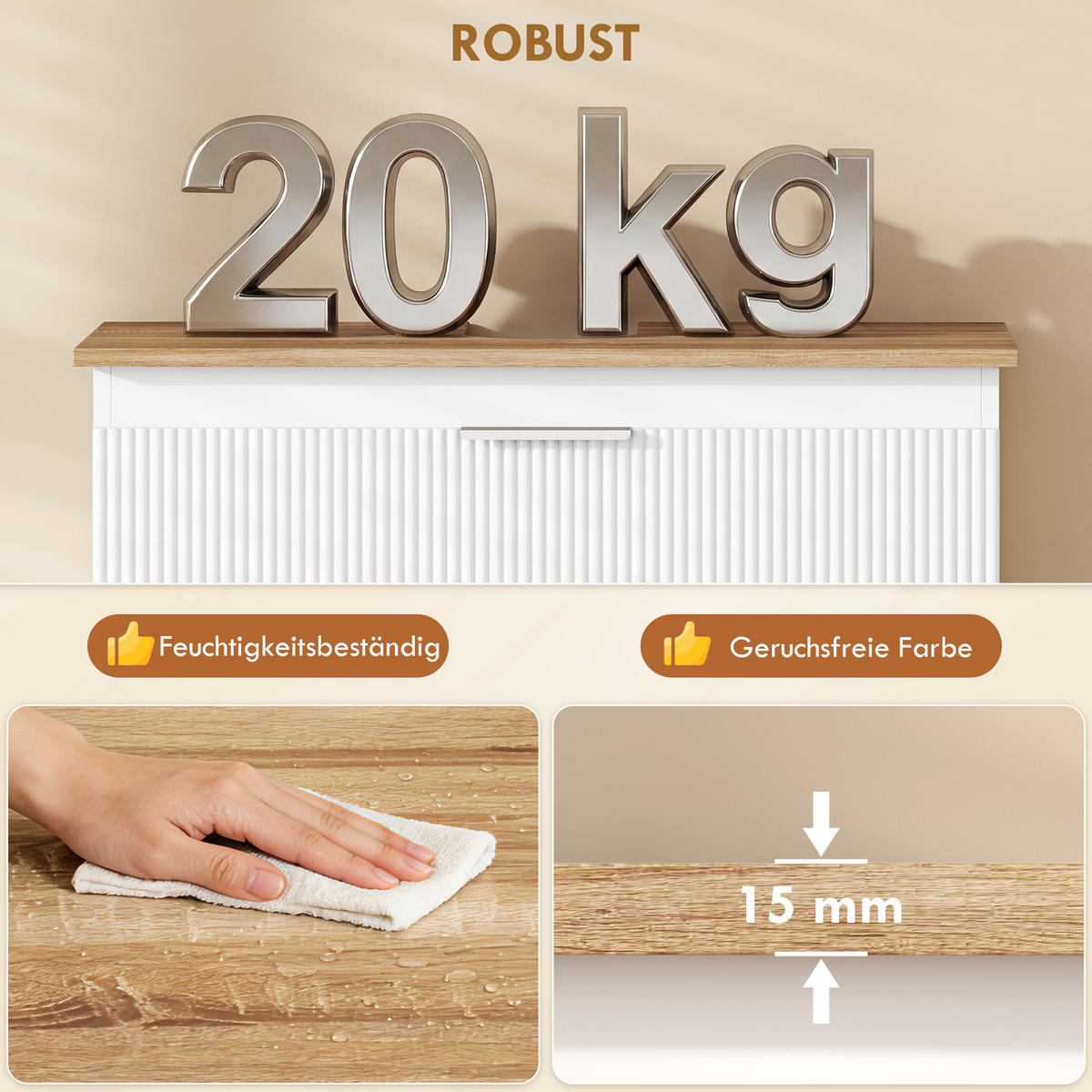 WASCHBECKENUNTERSCHRANK MDF 80/40/60 cm Weiß - Weiß, Holzwerkstoff (40/60/80cm) - HOMCOM