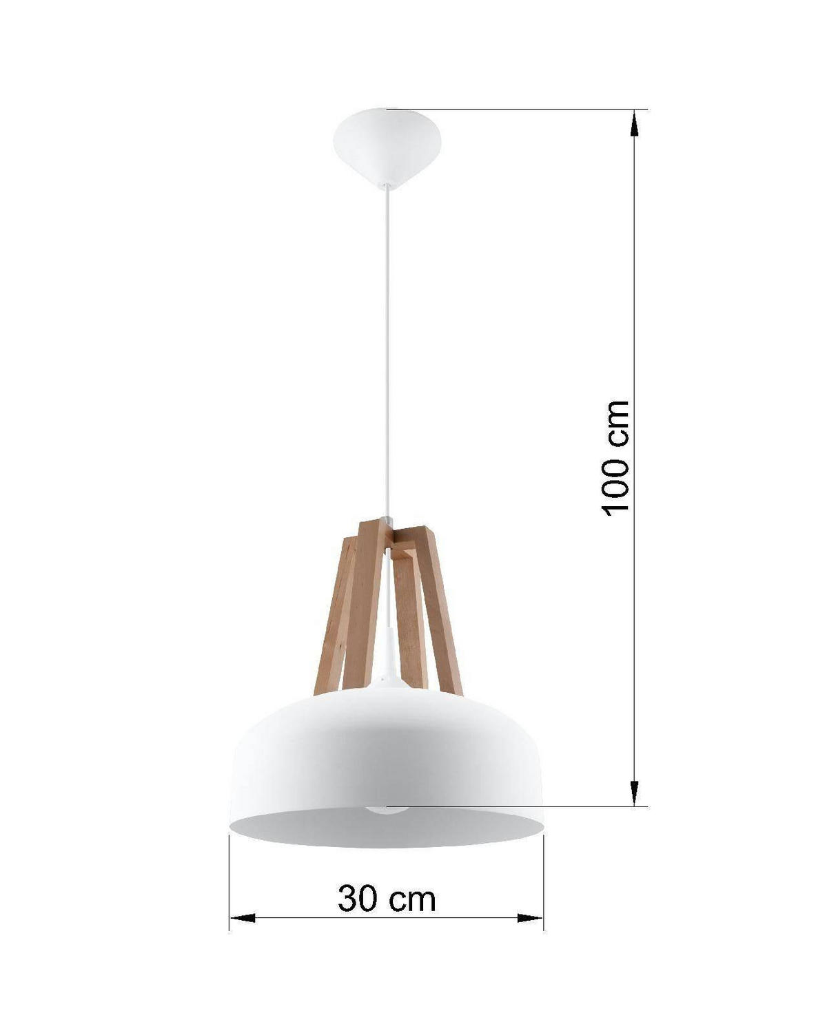 HÄNGELEUCHTE Stahl Weiß Holz Natur - Weiß, Holz (30/30/80cm) - Sollux Lighting