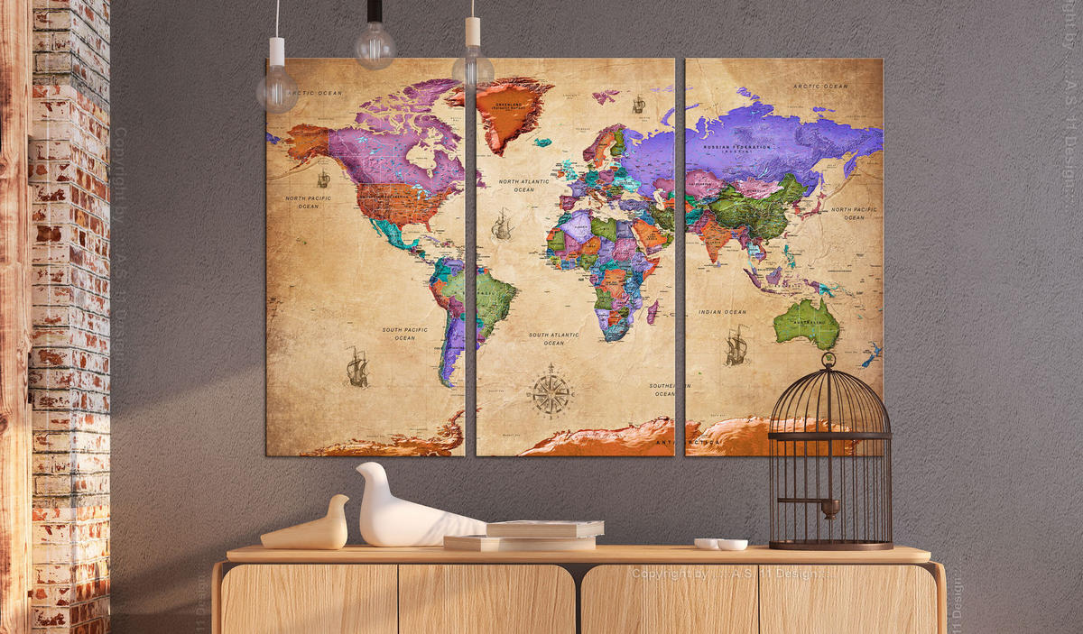 PINNWANDBILDER Bunt 90/60 cm - Multicolor, Naturmaterialen/Textil (90/60cm) - KUNSTLOFT