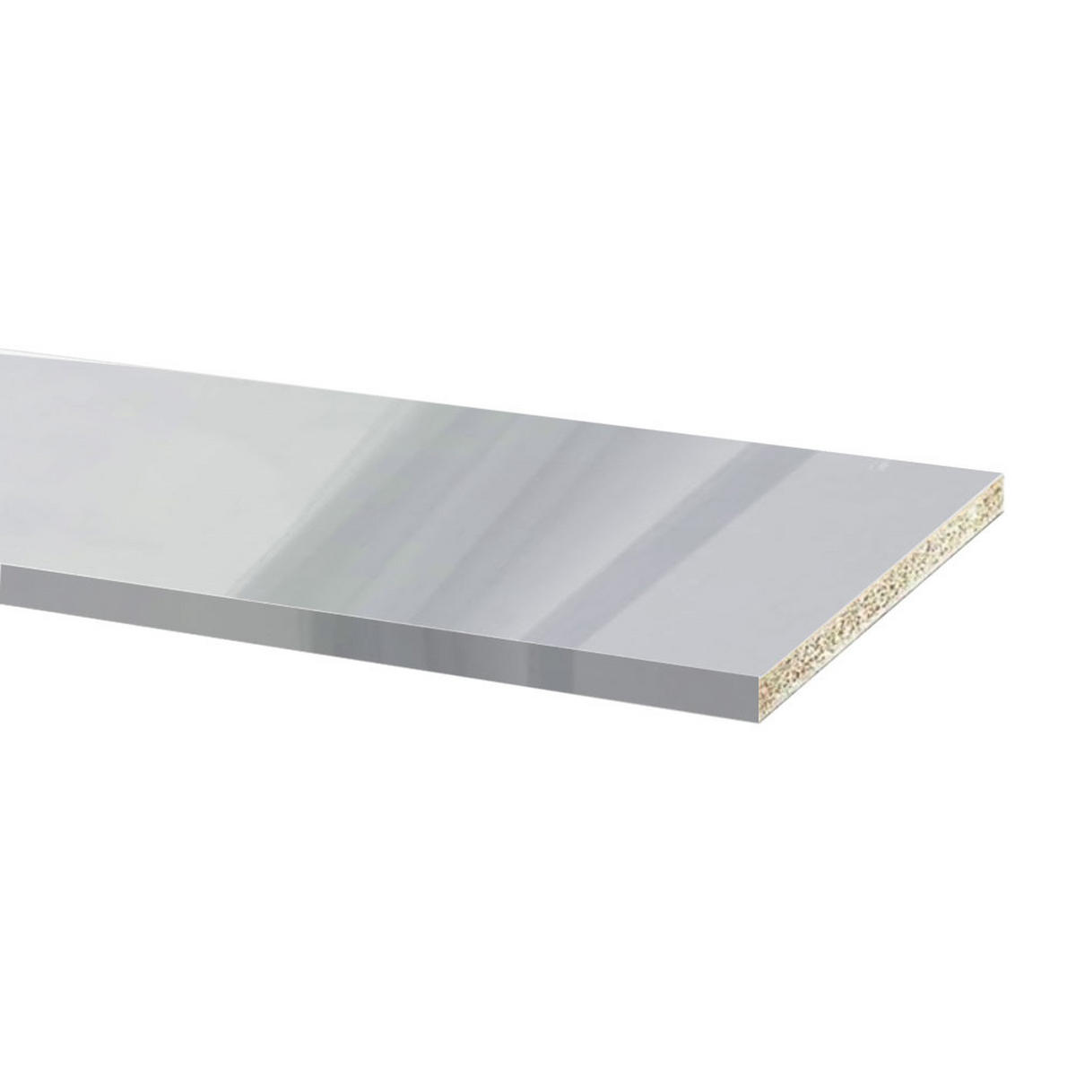 SOCKELLEISTE Grau Hochglanz 200 / 1,8 / 10cm - Frontdekor - Grau, Holzwerkstoff (1.8/200/10cm) - Feldmann-Wohnen