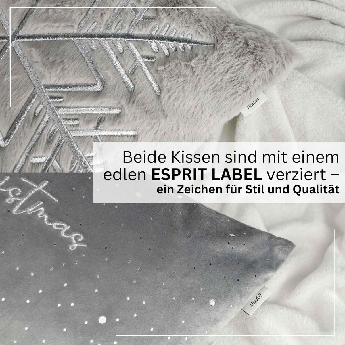 ZIERKISSENHÜLLE WEIHNACHTEN TOWN - Grau, Textil (60/40cm) - Esprit