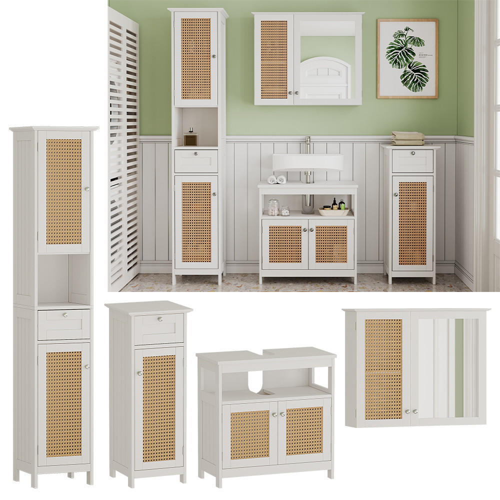 BADMÖBEL-SET Rosario Weiß 4 Teile, mit Hochschrank - Weiß, Holzwerkstoff (60/60/30cm) - Vicco