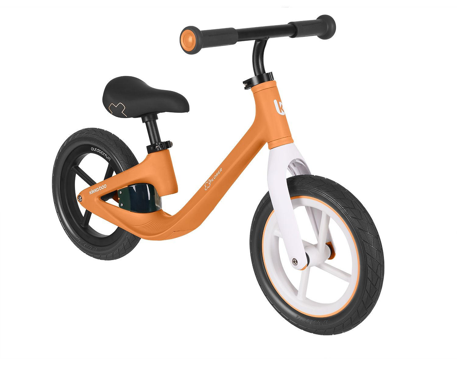 LAUFRAD Xplorer 12 Zoll orange höhenverstellbarer Lenker und Sitz, Griffe - Orange, Metall (87/35/55cm) - Kikka boo