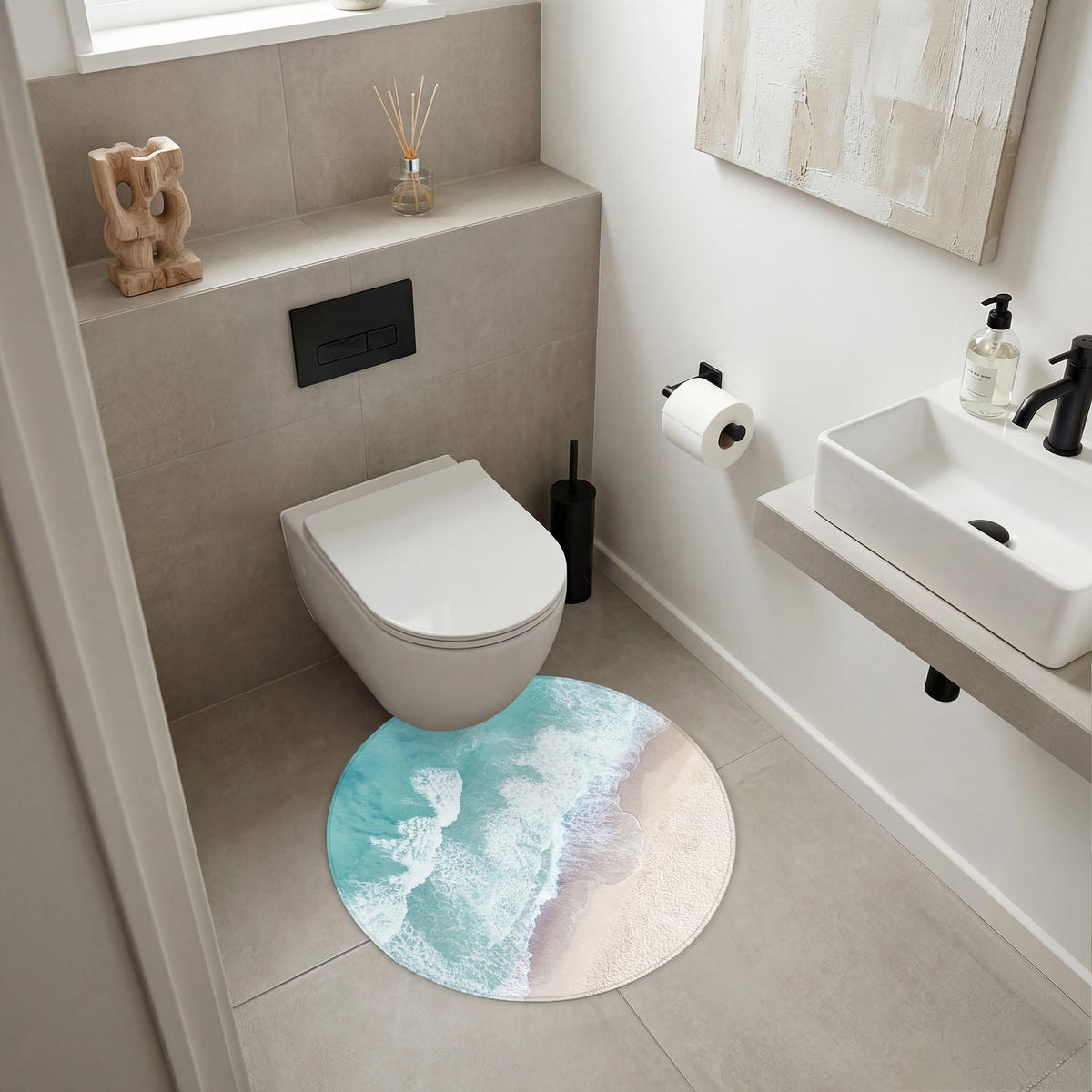 KOUPELNOVÁ PŘEDLOŽKA Pláž - Moře - Příroda - Léto 70x70 cm - tyrkysová, textil/plast (70/70cm) - OnlyWow