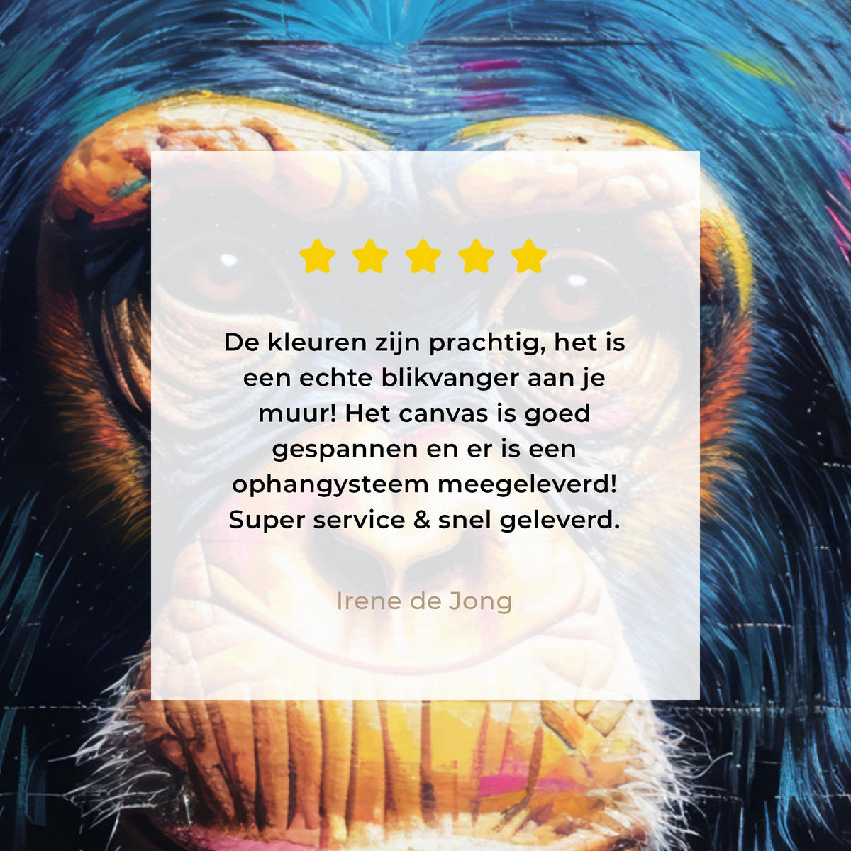 LEINWANDBILD Graffiti - Schimpanse - Straßenkunst - Kopfhörer - Affe Deko Groß 90x90 cm - Blau, Textil (90/90cm) - MuchoWow