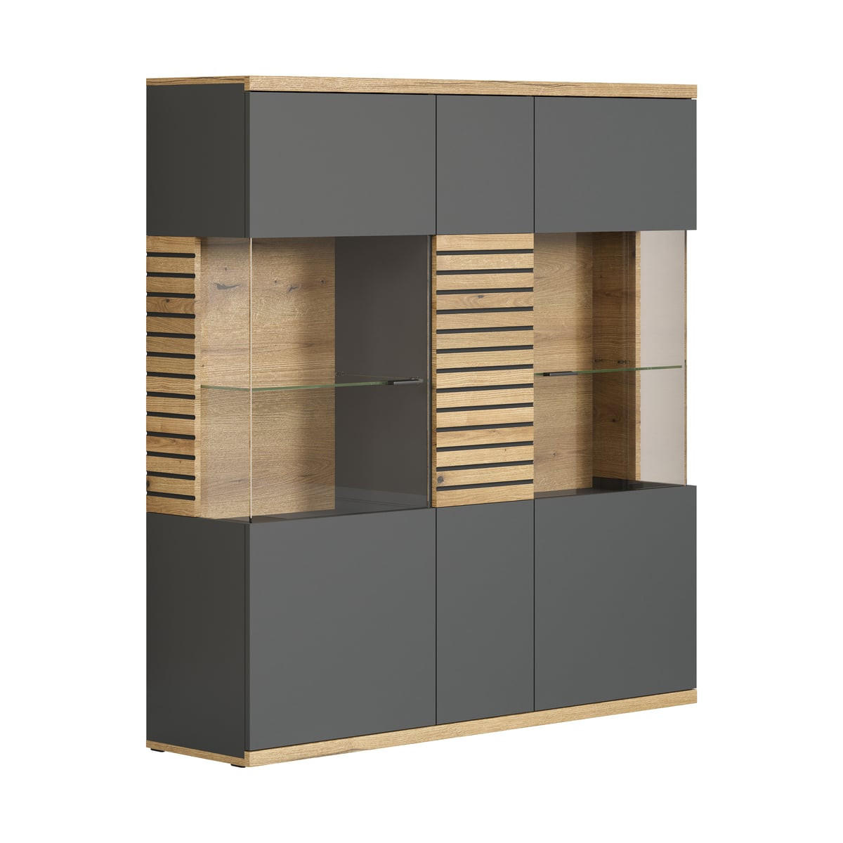 HIGHBOARD Norris Anthrazit - Anthrazit, Holzwerkstoff (131/147/38cm) - Trendteam