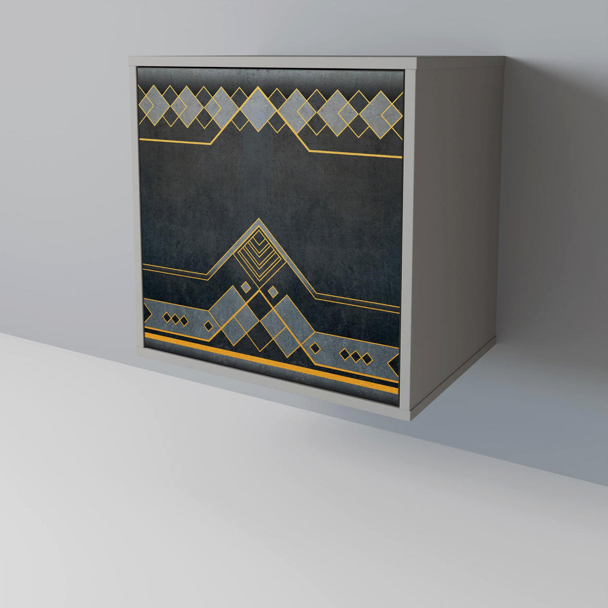 SIDEBOARD ROYAL ORDINARINESS, Grau, 57,5x42x77,5 cm, Schräge Buchenholzfüße - Buchefarben/Multicolor, Holzwerkstoff/Buchenholz (57.5/77.5/42cm) - SpaceRebels