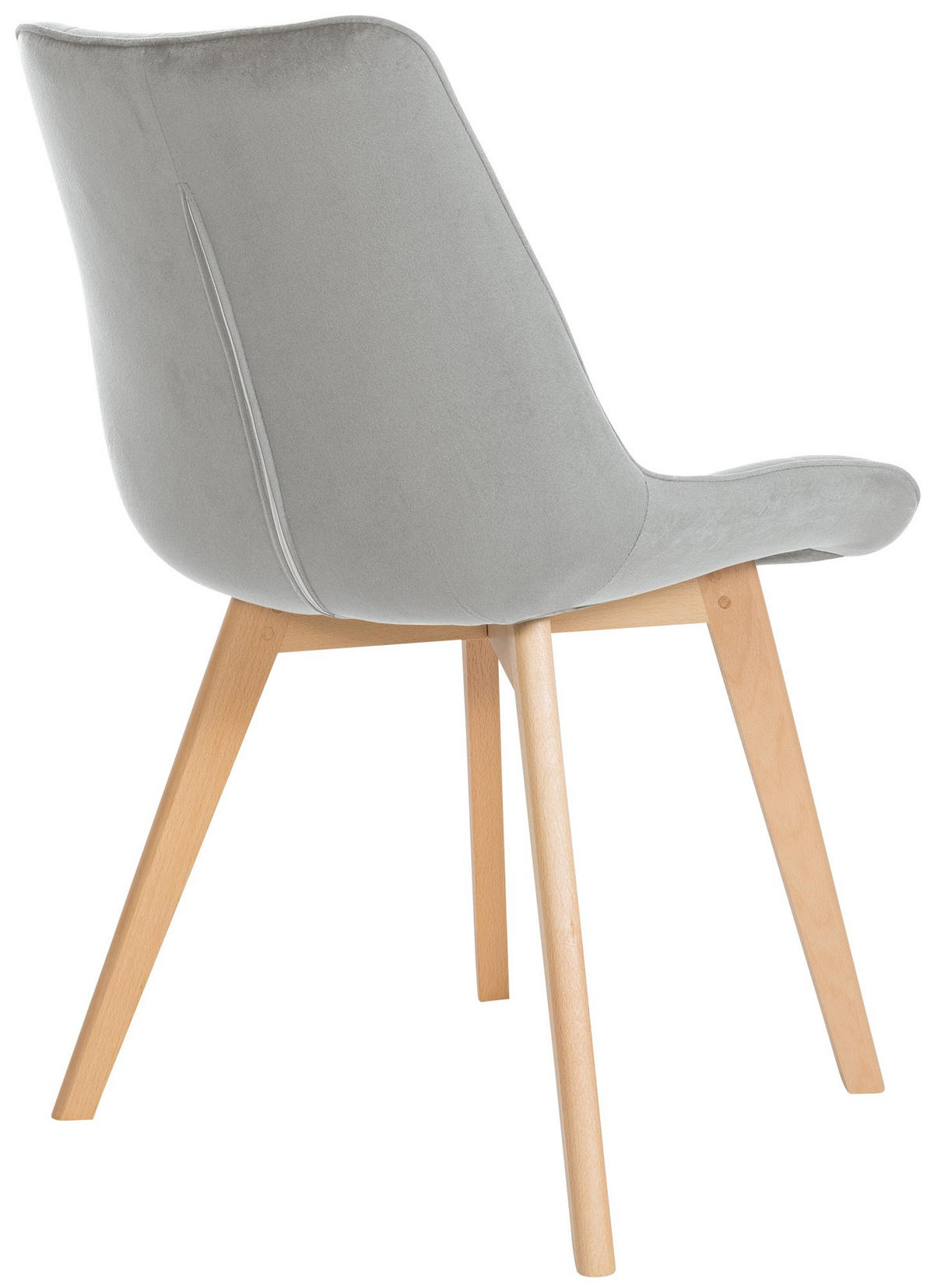 STUHL 2er Set Samt grau - Eukalyptusholzfarben/Grau, Holz/Textil (54/84/63cm) - CLP