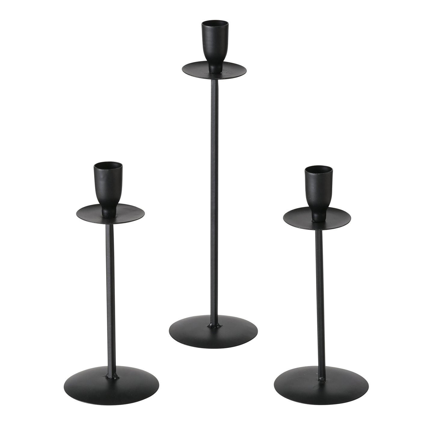 KERZENSTÄNDER Metall Chesil 20/26/30 cm 3er-Set - Schwarz, Metall (8.3/30/8.3cm) - Boltze Home