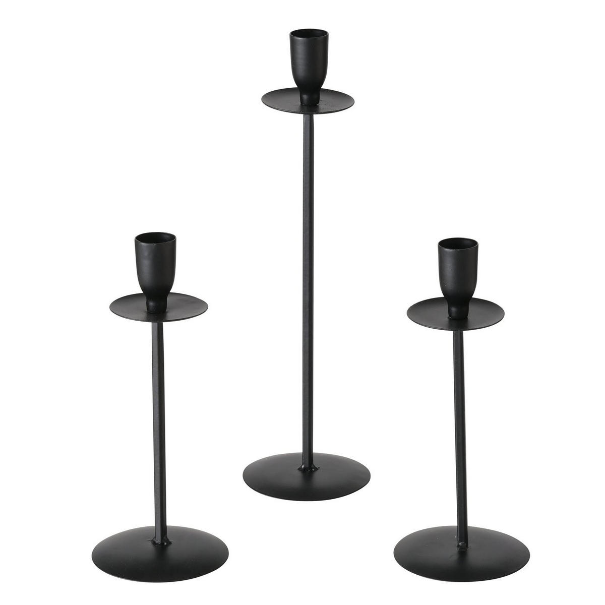 KERZENSTÄNDER Metall Chesil 20/26/30 cm 3er-Set - Schwarz, Metall (8.3/30/8.3cm) - Boltze Home