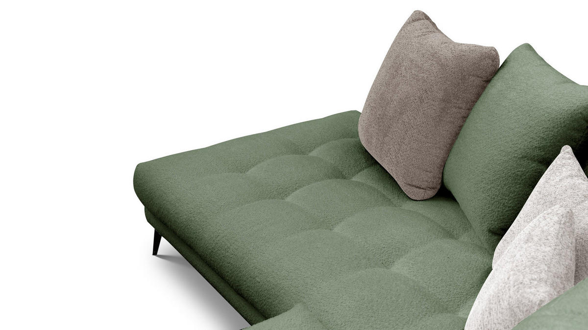 ECKSOFA CALME 5-Sitzer, olive und beige - Olivgrün, Holz/Textil (294/229cm) - Courtois Laville
