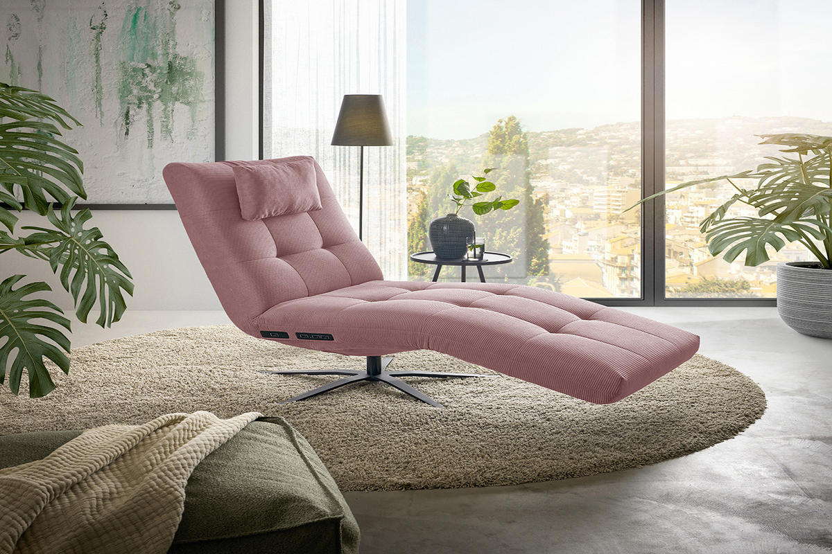RELAXLIEGE LETICIA Pink Cord - Pink/Schwarz, Textil/Metall (82/115/156cm) - KAWOLA