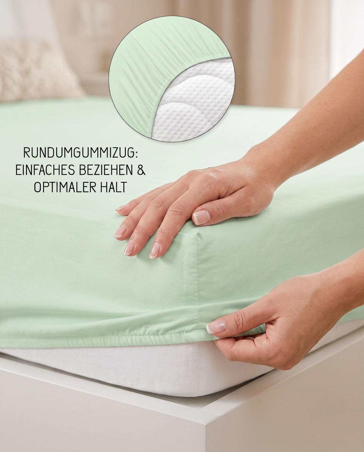 SPANNBETTTUCH Premium Jersey mint, 140x200 cm - 160x200 cm - Mintgrün, Textil (160/200cm) - biberna