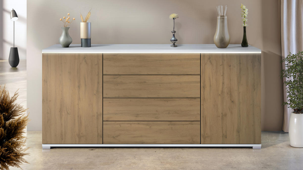SIDEBOARD Faro Eiche Evoke - Eiche San Remo, Holzwerkstoff (166.5/75.5/35cm) - Vladon