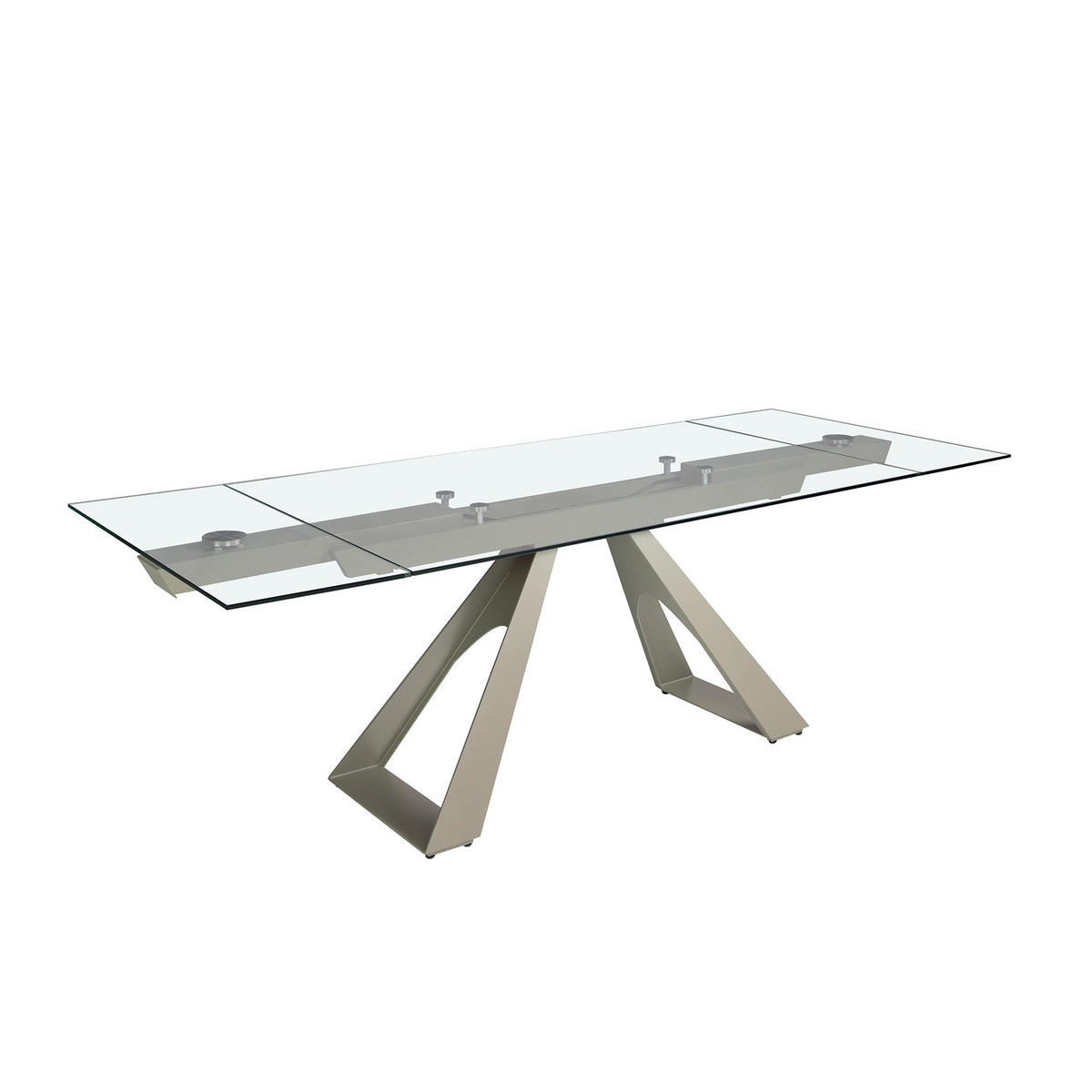 ESSTISCH Glass Taupe Grau 160/100/76 cm - Transparent/Goldfarben, Glas (100/160/76cm) - ANGEL CERDA