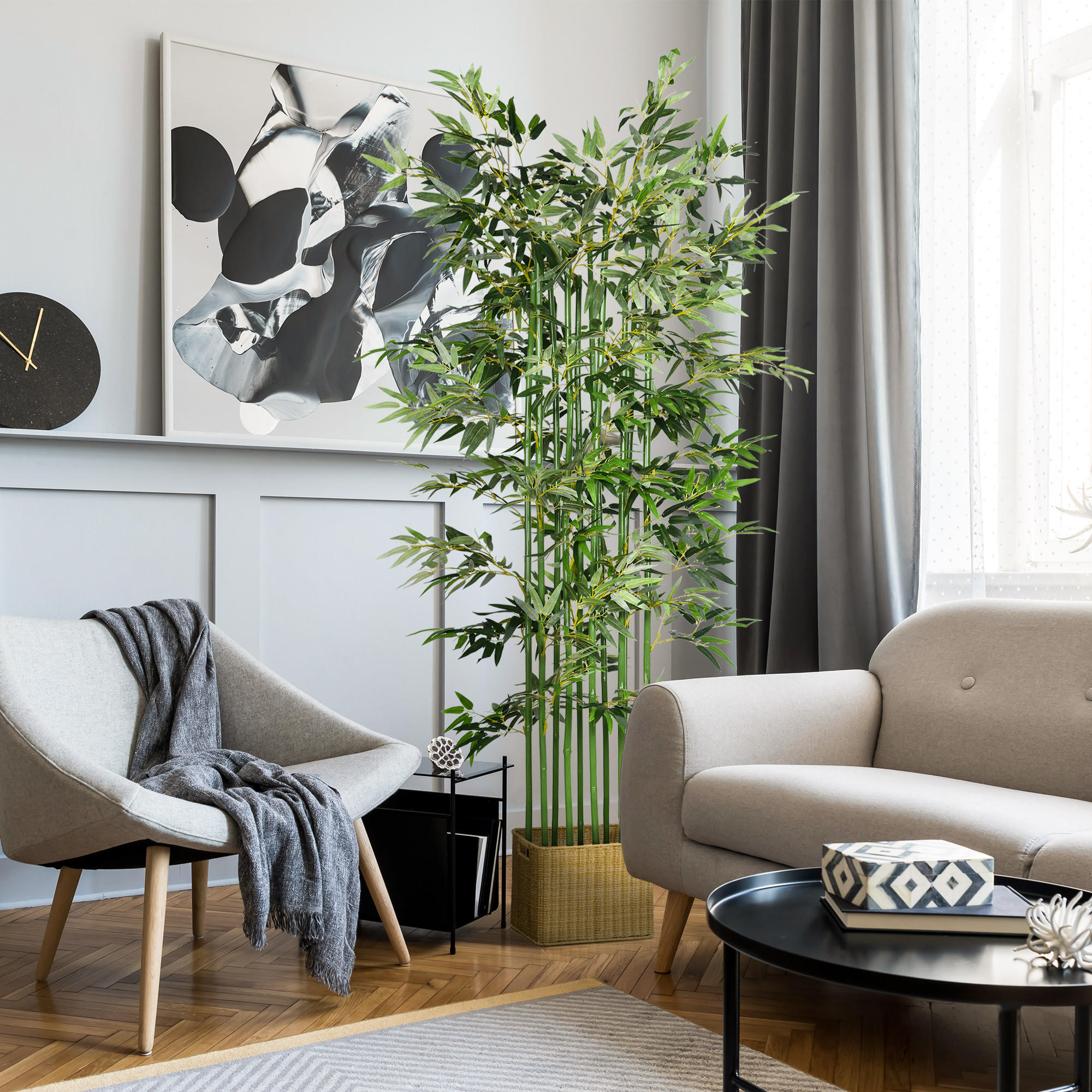 KÜNSTLICHER BAMBUS 180 cm, Grün - Grün, Kunststoff (180cm) - HOMCOM