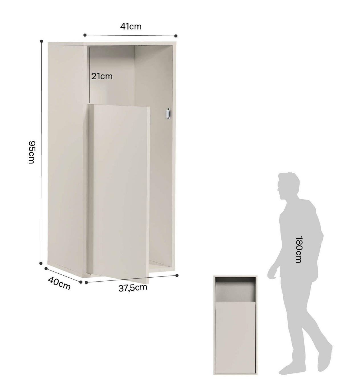 WÄSCHESCHRANK Der Wäschehüter - Beige, Holzwerkstoff (41/95/40cm) - Mokebo
