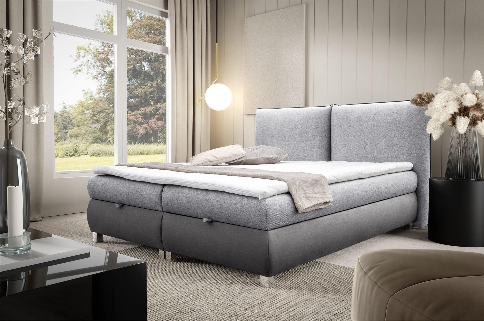 BOXBETT Valentin In Neve - Grau, Holzwerkstoff/Textil (120/200cm) - Fun Möbel