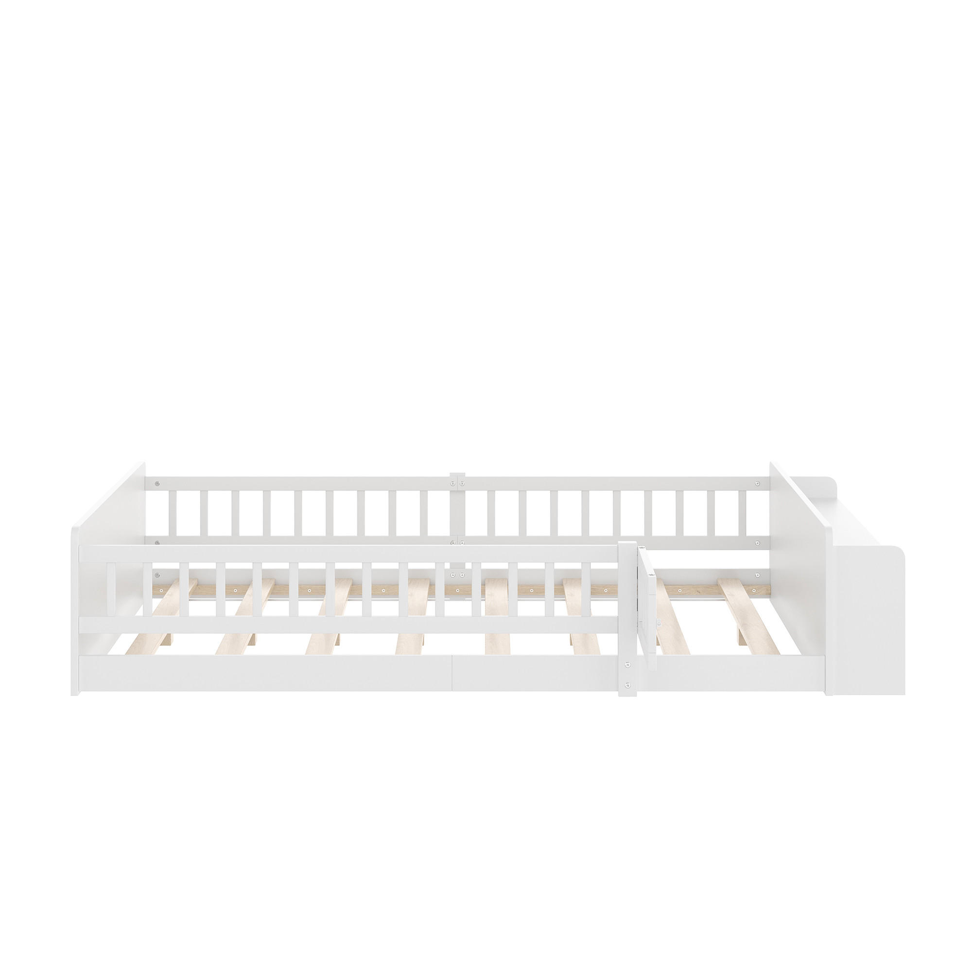 KINDERBETT 140 x 200cm, Kiefernholz, zu öffnendes Gehäuse, ohne Matratze, weiß - Weiß, Holz (140/200cm) - KOMHTOM
