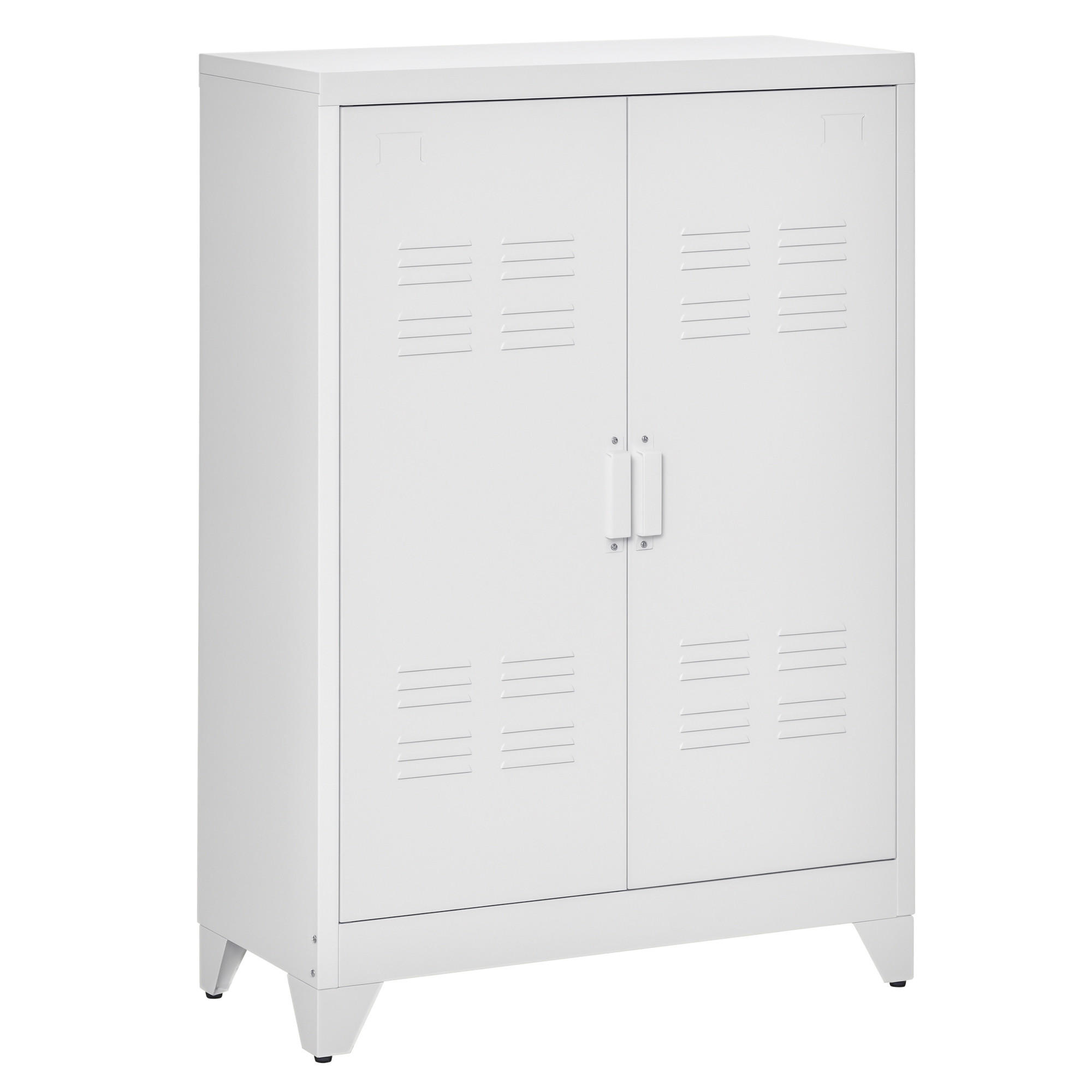 AKTENSCHRANK DE-14482 2 Türen mit verstellbaren Böden Weiß - Weiß, Metall (33/110/75cm) - ComfortXL