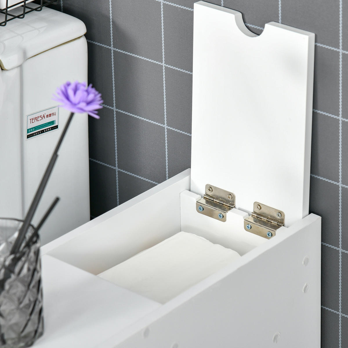 TOILETTENPAPIERHALTER DE-12352 mit schubladen 17/48/58 cm Weiß - Weiß, Holzwerkstoff (48/58/17cm) - ComfortXL