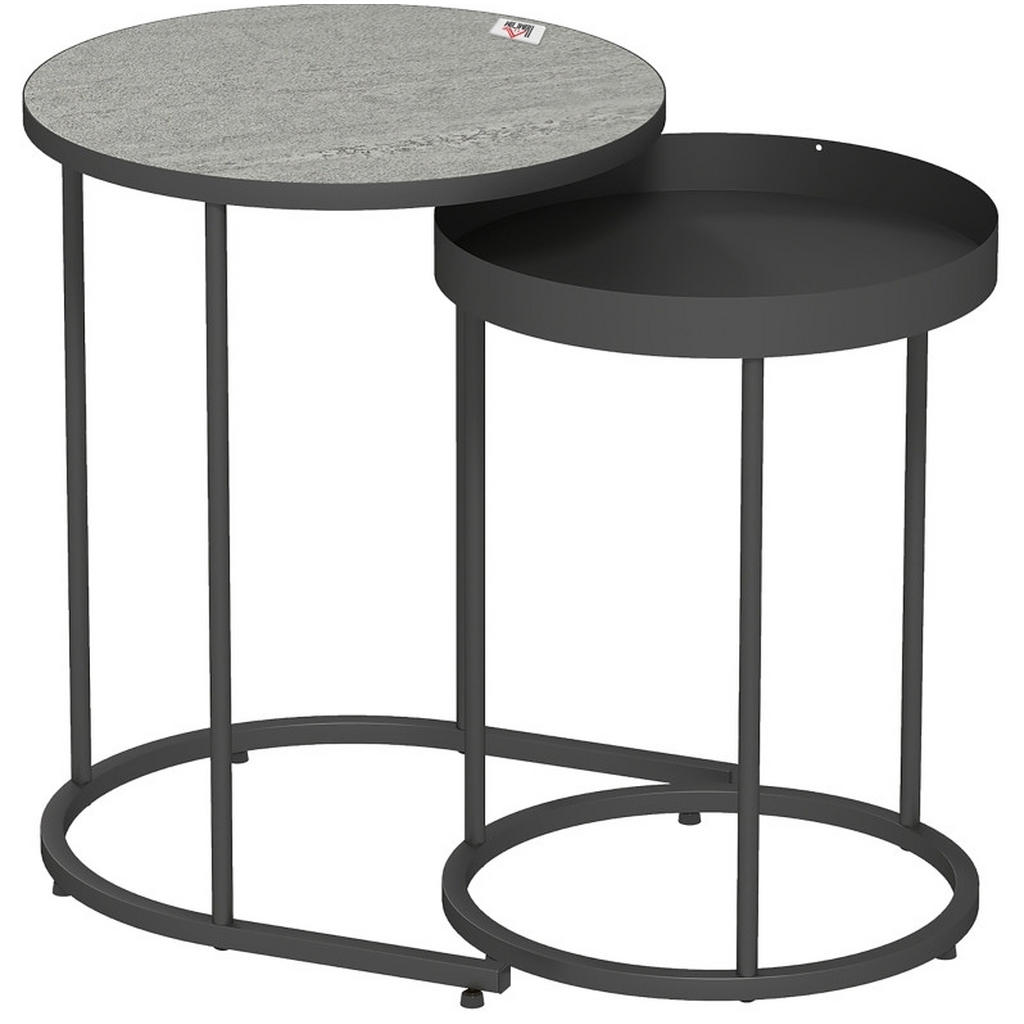 OKWISH SADA odkládacích stolků 42/42/54 cm šedá z kovu se zasouvacím provedením