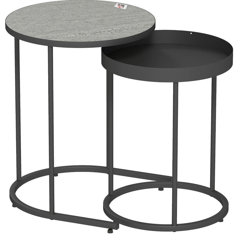 SADA odkládacích stolků 42/42/54 cm šedá z kovu se zasouvacím provedením - šedá, kov (42/42/54cm) - OKWISH