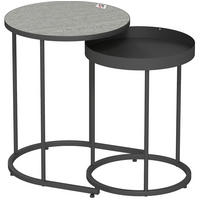 SADA odkládacích stolků 42/42/54 cm šedá z kovu se zasouvacím provedením - šedá, kov (42/42/54cm) - OKWISH