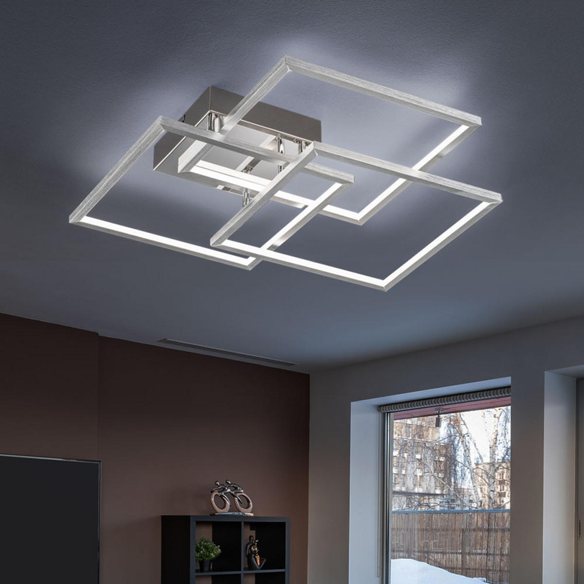 LED DECKENLEUCHTE MANAS Aluminium Silber - Silberfarben, Metall (48/48/8.5cm) - Wofi