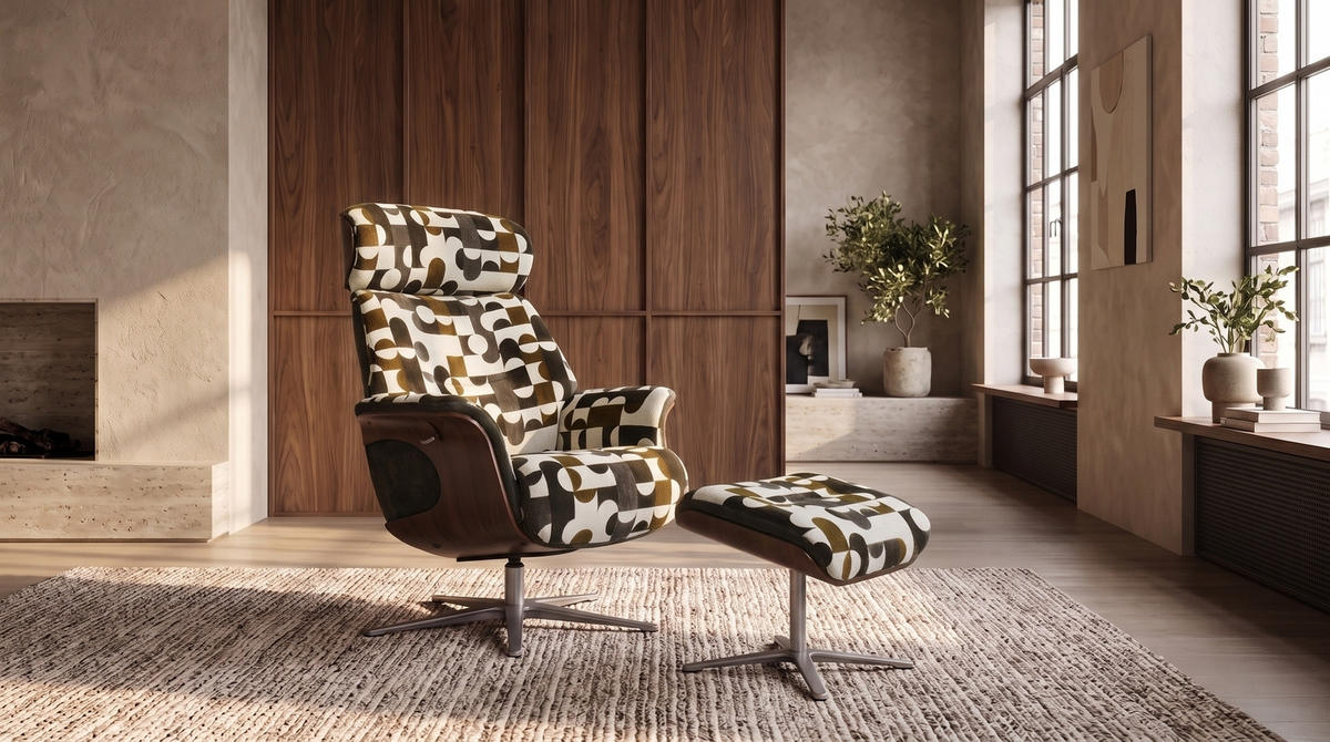 RELAXSESSEL TOSAR Braun Webstoff Relaxfunktion - Silberfarben/Braun, Textil/Metall (83/110/89cm) - KAWOLA
