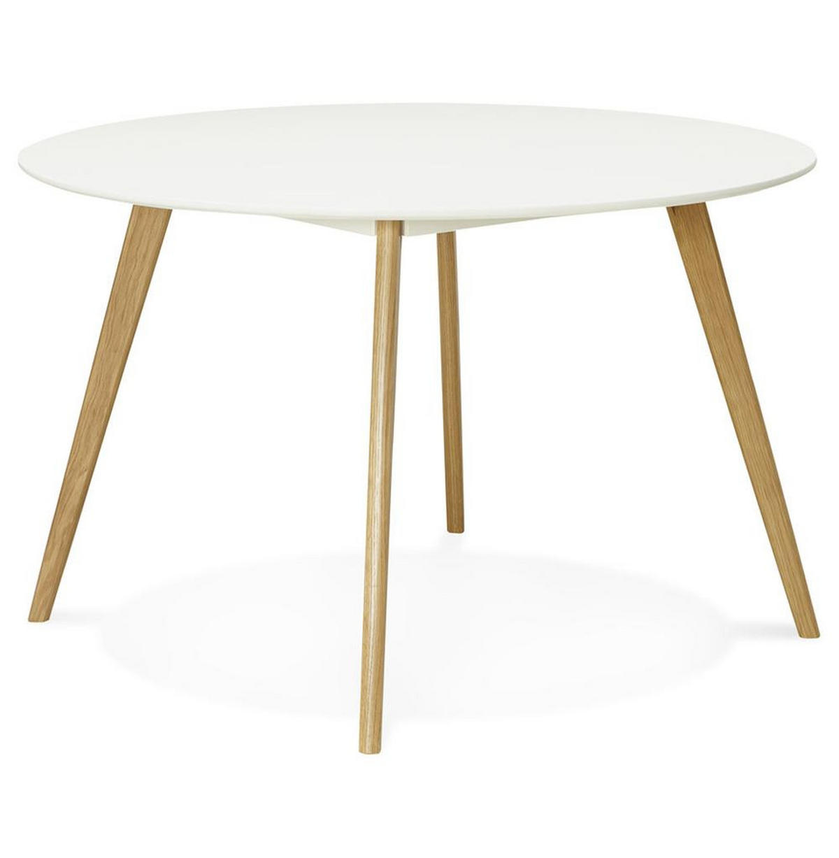 ESSTISCH Rund Holz Skandi-Stil JAXENA, Weiß 120x120x75 cm - Beige/Weiß, Eichenholz/Holz (120/120/75cm) - KADIMA DESIGN