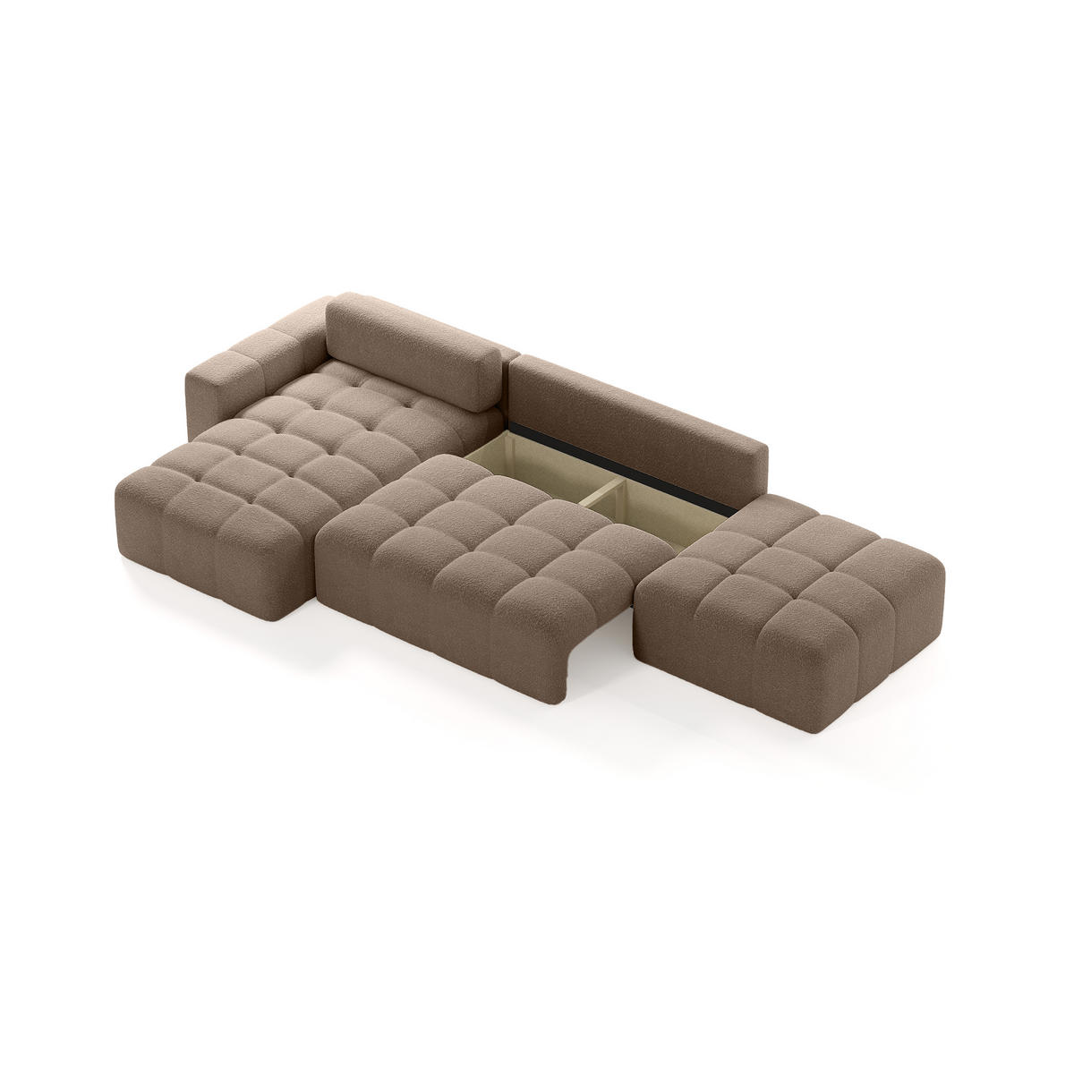 ECKSOFA RIFU LA mit Schlaffunktion, Braun - Braun, Textil (363/185cm) - Fedve