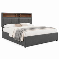 POLSTERBETT mit Stauraum und USB/Typ-C 160x200 cm Leinen Grey - Grau, Metall (160/200cm) - Meubliv