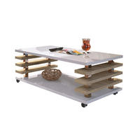 COUCHTISCH rechteckig Weiß Hochglanz - Sonoma Eiche Ablage Rollen - Weiß Hochglanz/Sonoma Eiche, Holzwerkstoff (60/120/45cm) - designimpex